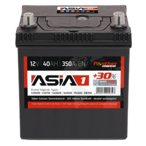 Akumulators Panther ASIA +30%, 40Ah 350A/EN 12V (+ / -)